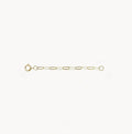 The 2" Infinite Inseparable Chain Extender in 14k yellow gold by bluboho is presented against a plain white background. This simple, delicate piece features elongated links and a round clasp, embodying a minimalist and elegant design perfect for everyday wear or layering with other jewelry.