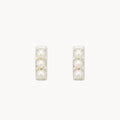 3 Pearl Bar Earrings in sterling silver