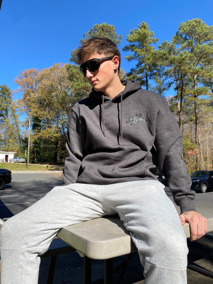 Stinger Bee Logo - Embroidered Graphite Hoodie