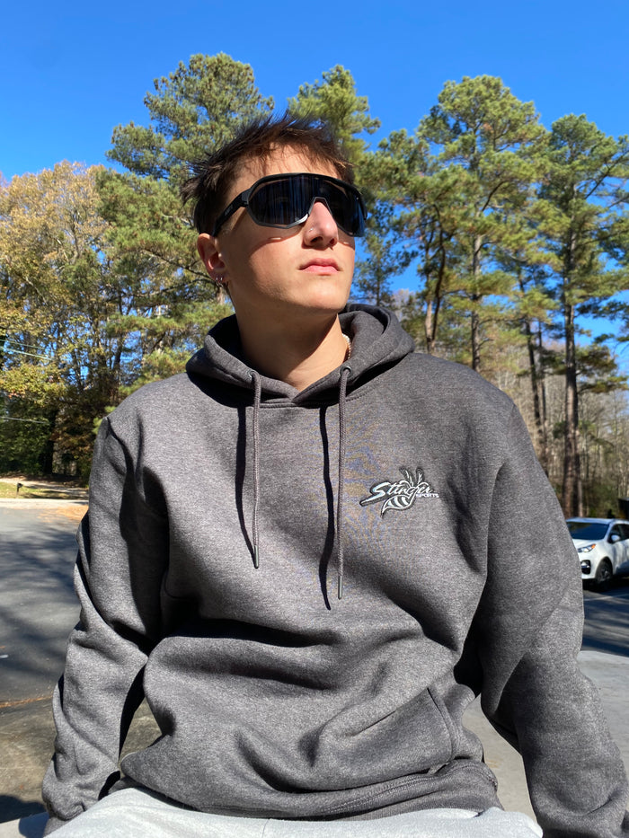 Stinger Bee Logo - Embroidered Graphite Hoodie