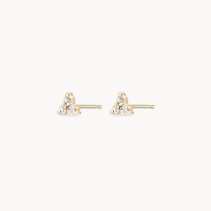 Abacus Tripod Diamond Earring in 14k yellow gold with white diamond, alternate angle detail view 3