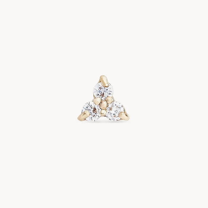 Abacus Tripod Diamond Earring in 14k yellow gold with white diamond, alternate angle detail view 4