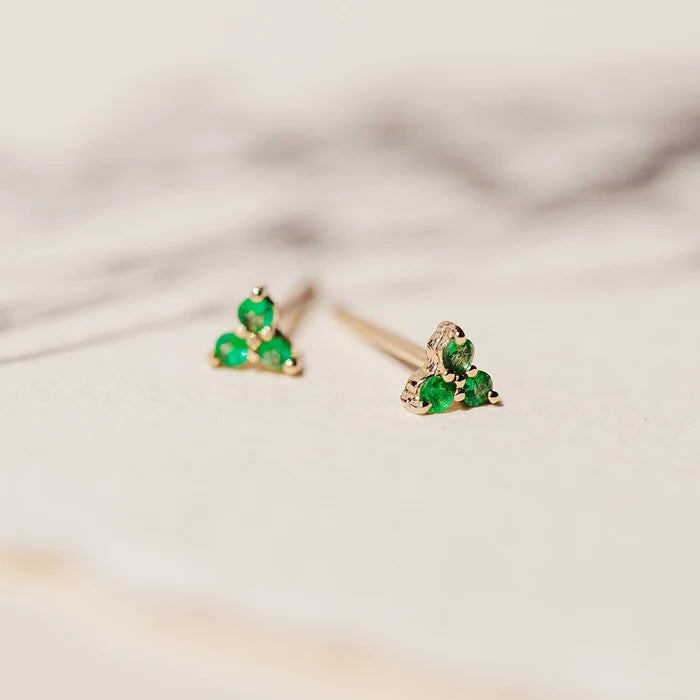 Abacus Tripod Emerald Earring in 14k yellow gold with emerald, alternate angle detail view 2