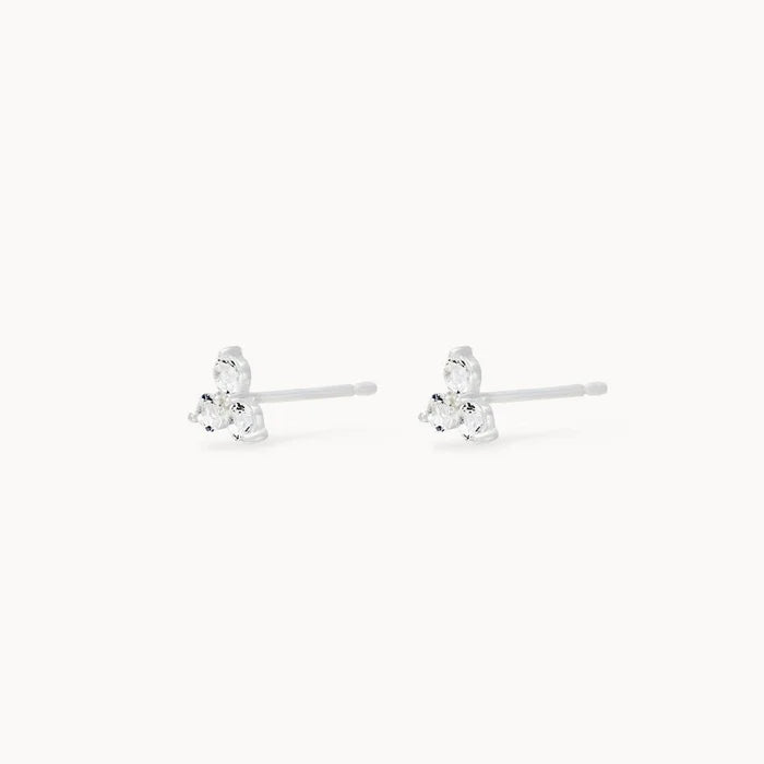 Abacus Tripod White Topaz Earrings in sterling silver, side detail view