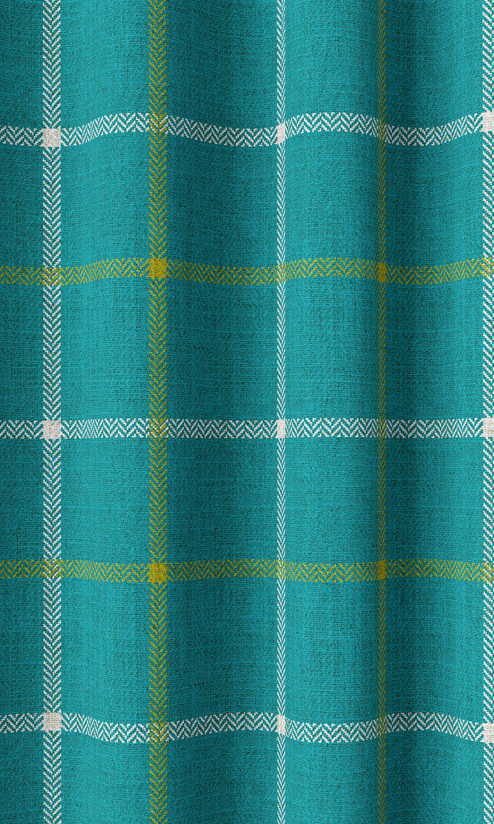 Modern Check Print Home Décor Fabric By the Metre (Turquoise Blue)