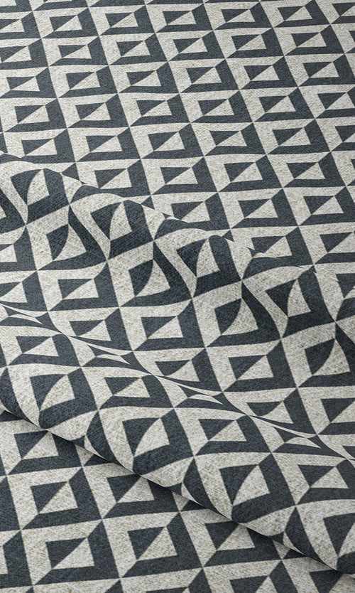 Geometric Print Curtains for Living, Bedroom, Kitchen, Bathroom (Petrol Blue/ White)