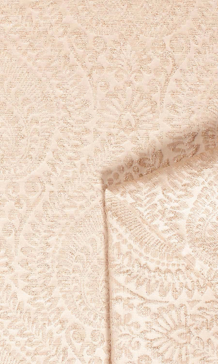 Textured Floral Fabric Material By the Metre (Pale Beige)