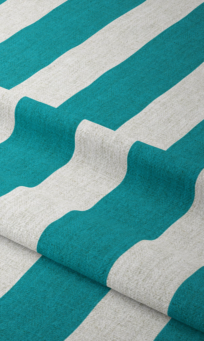 Striped Print Pinch Pleat, Rod Pocket, Eyelet Curtains (Pacific Blue)