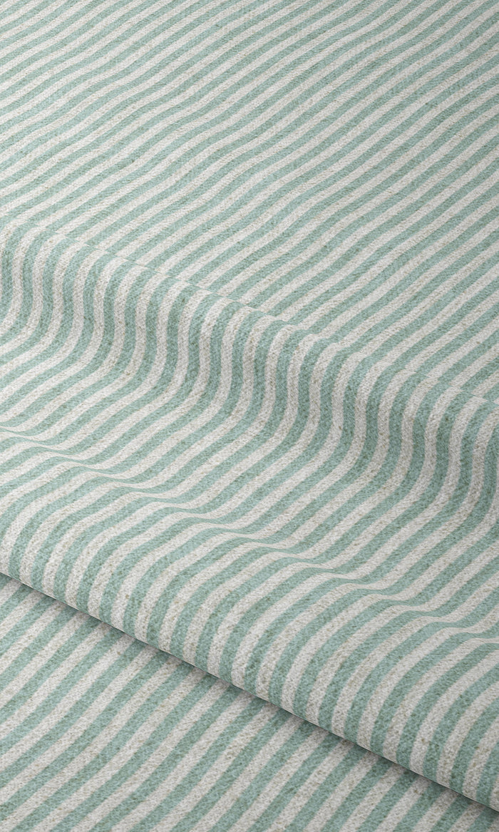 Striped Pinch Pleat, Rod Pocket, Eyelet Curtains (Aqua Blue/ White)