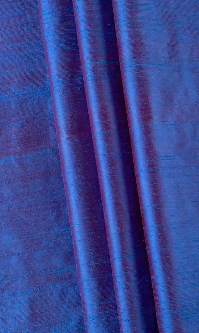 Pure Silk Pinch Pleat, Rod Pocket, Eyelet Curtains (Blue)