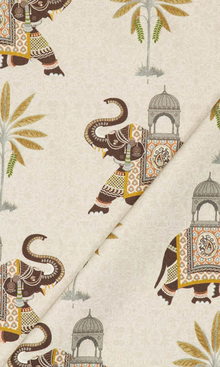Printed Cotton Home Textile Fabric Material By the Metre (Beige/ Brown)