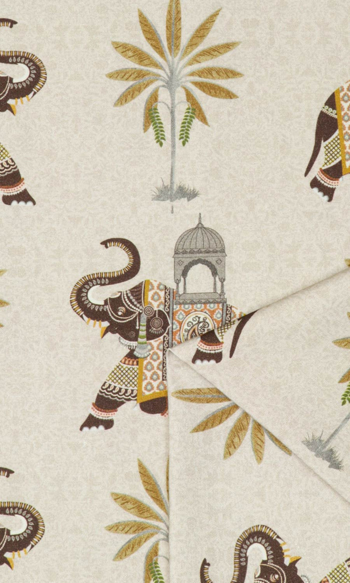 Printed Cotton Fabric Material By the Metre (Beige/ Brown)