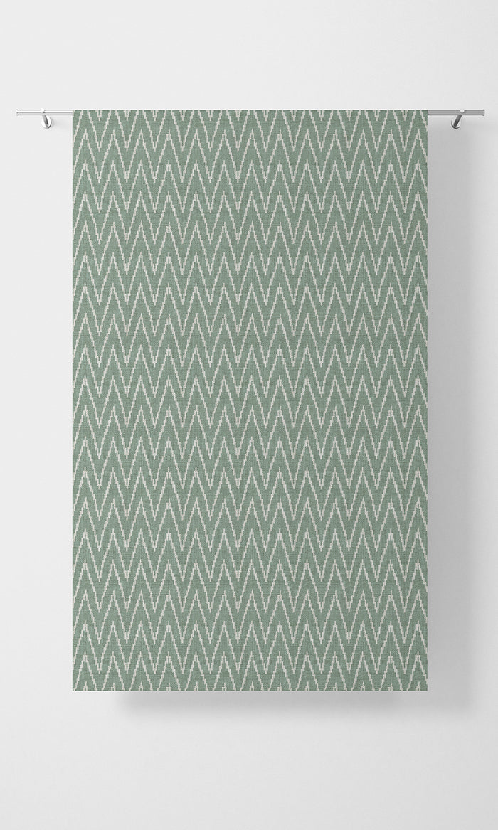 Chevron Print Pinch Pleat, Rod Pocket, Eyelet Curtains (Duck Egg Blue/ White)