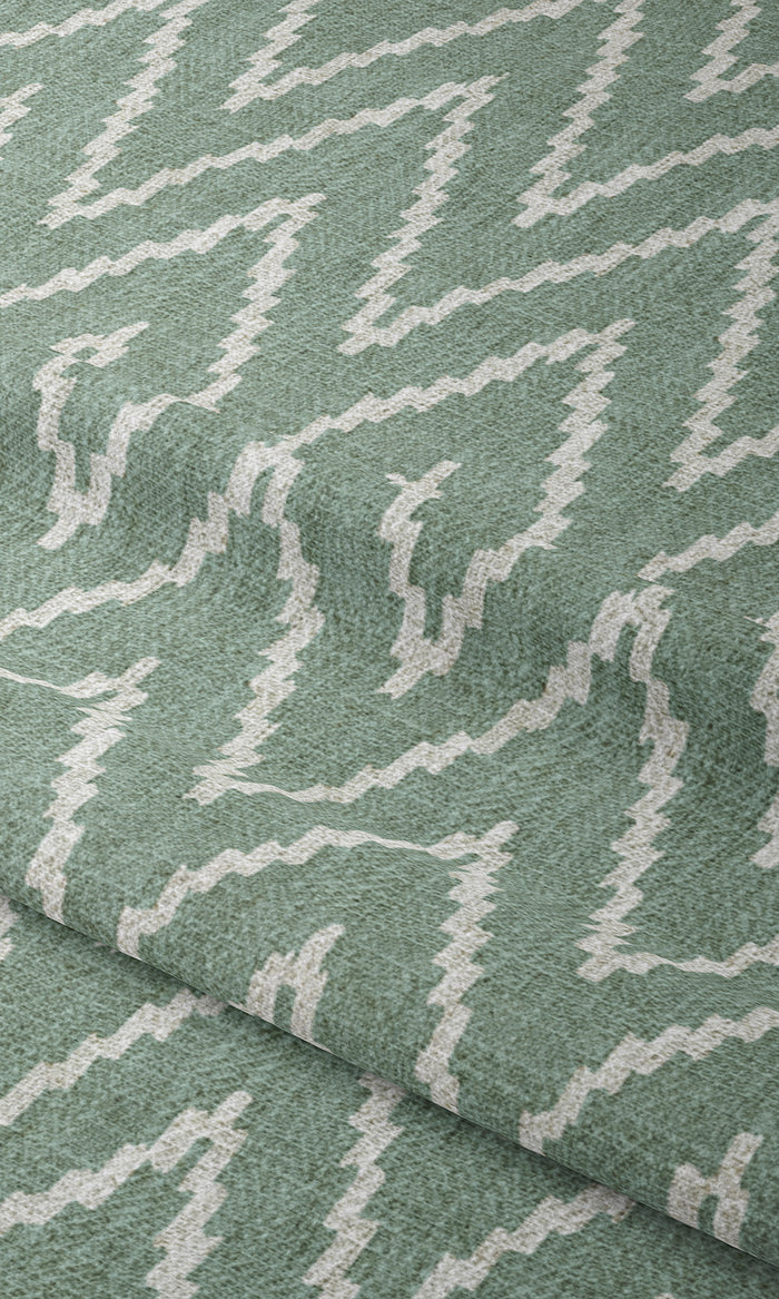 Chevron Print Window Treatments Fabric By the Metre (Duck Egg Blue/ White)