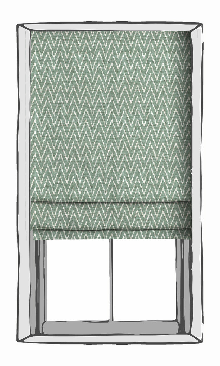 Chevron Print Fabric Material By the Metre (Duck Egg Blue/ White)