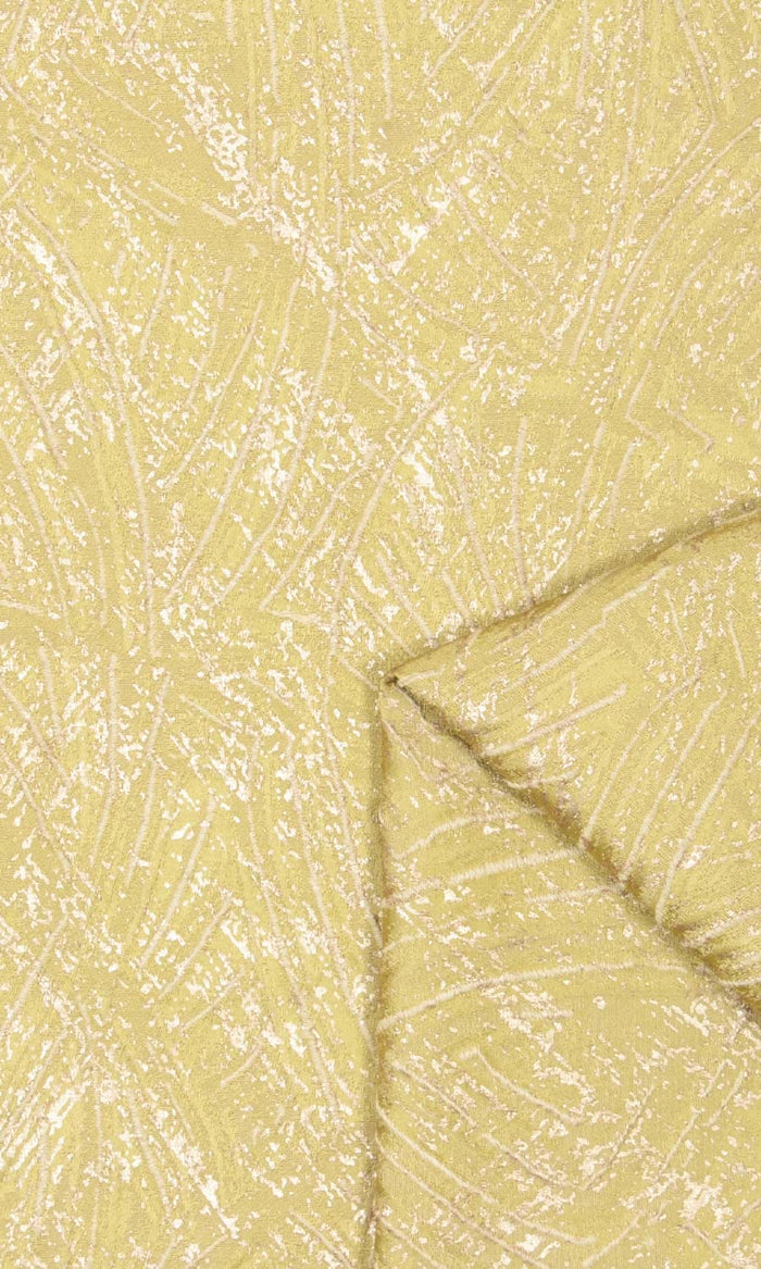 Textured Fabric Material By the Metre (Chartreuse Yellow/ White)