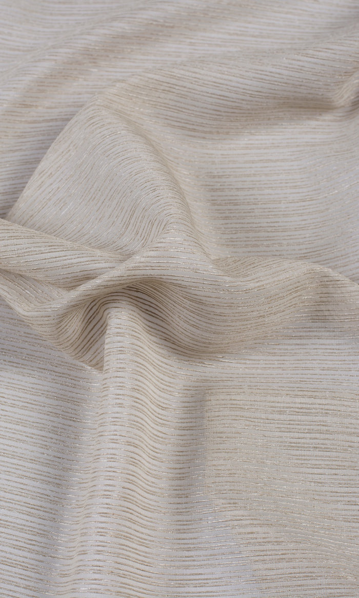 Striped Sheer Fabric By the Metre for Curtains & Drapes (Sand Beige)