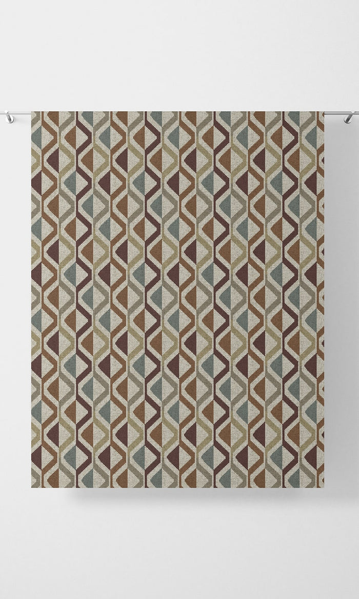 Geometric Print Home Décor Fabric By the Metre (Blue/ Orange/ Deep Purple)