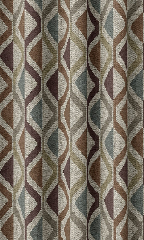 Geometric Print Window Treatments Fabric By the Metre (Blue/ Orange/ Deep Purple)