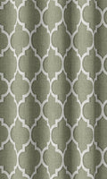 Trellis Tile Print Curtains (Green/ White)