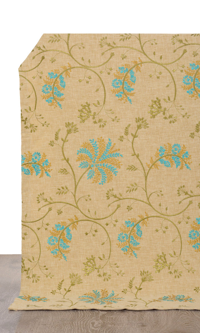 Floral Embroidery Drapes for Living, Bedroom, Kitchen, Bathroom (Beige/ Brown/ Green/ Blue)