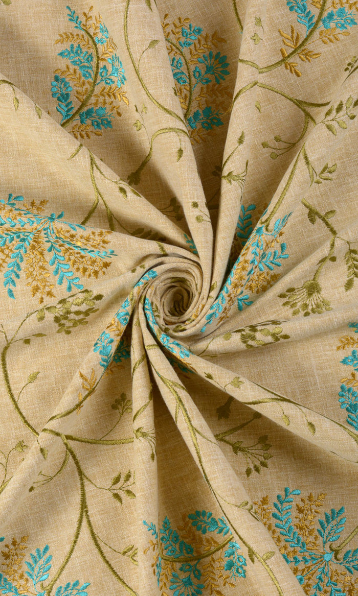 Floral Embroidery Curtains / Drapes / Window Drapery Panels (Beige/ Brown/ Green/ Blue)