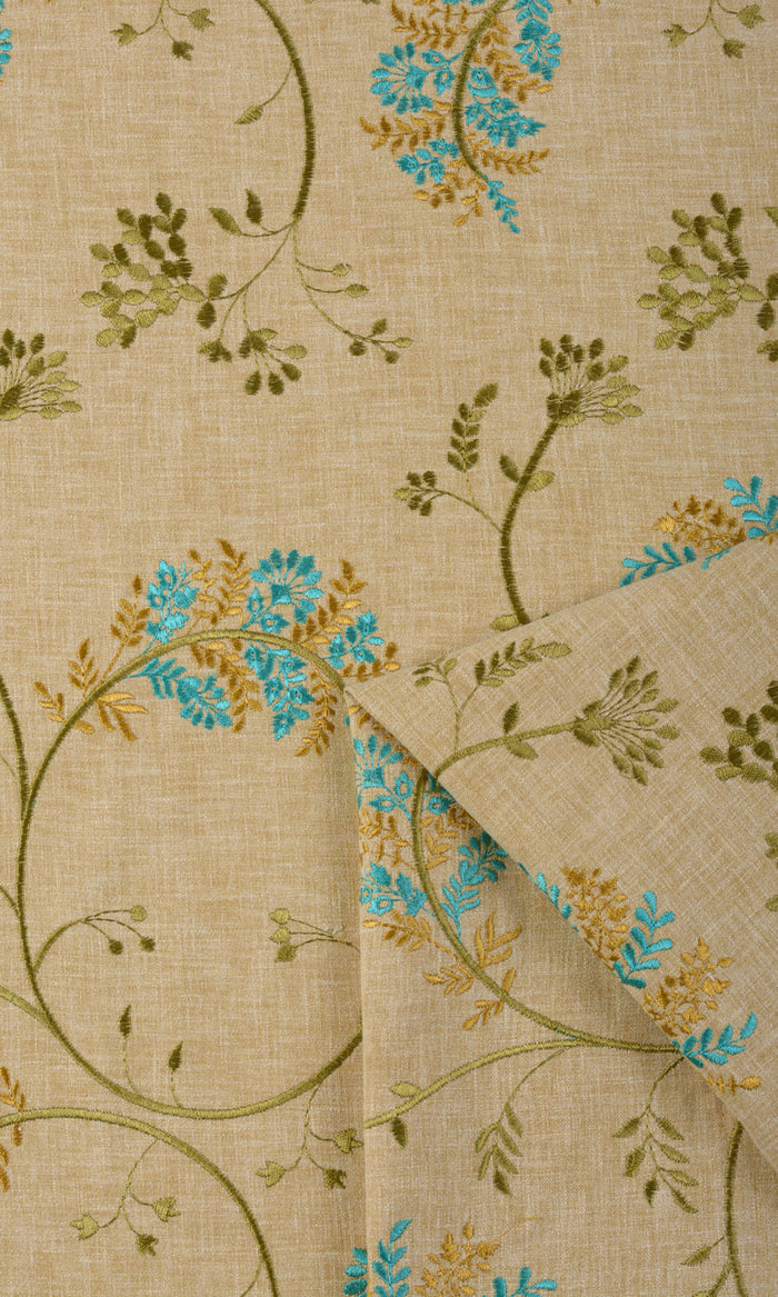 Floral Embroidery Any Size Style Curtains (Beige/ Brown/ Green/ Blue)