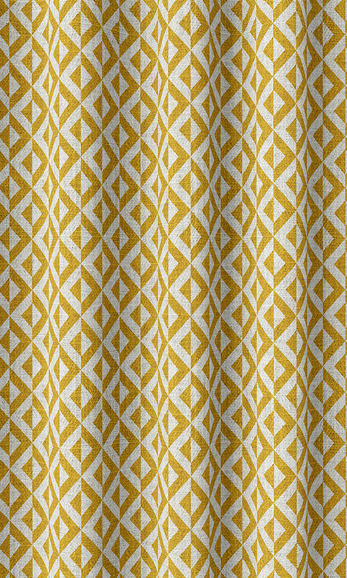 Geometric Print Home Décor Fabric By the Metre (Deep Yellow/ White)