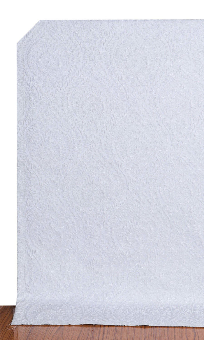 Textured Floral Window Treatments Fabric By the Metre (White)