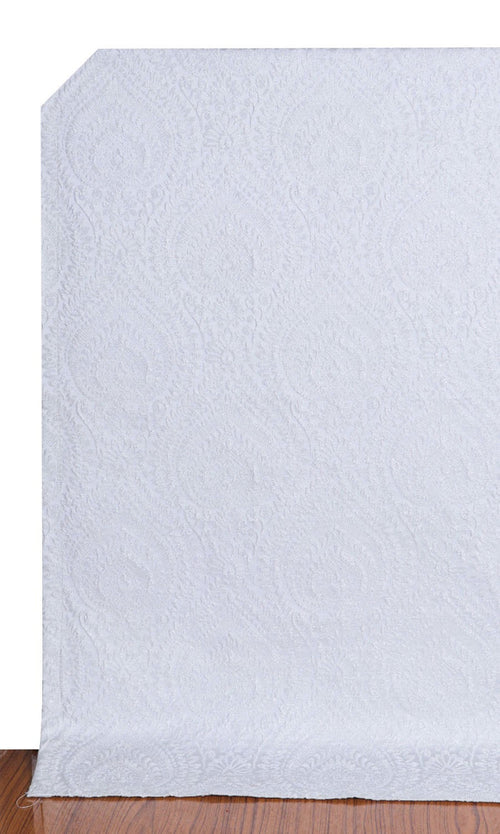 Textured Floral Window Treatments Fabric By the Metre (White)
