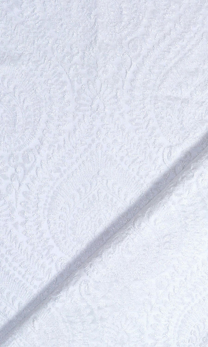 Textured Floral Fabric Material By the Metre (White)