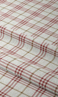 Modern Check Curtains (Linen White/ Red)