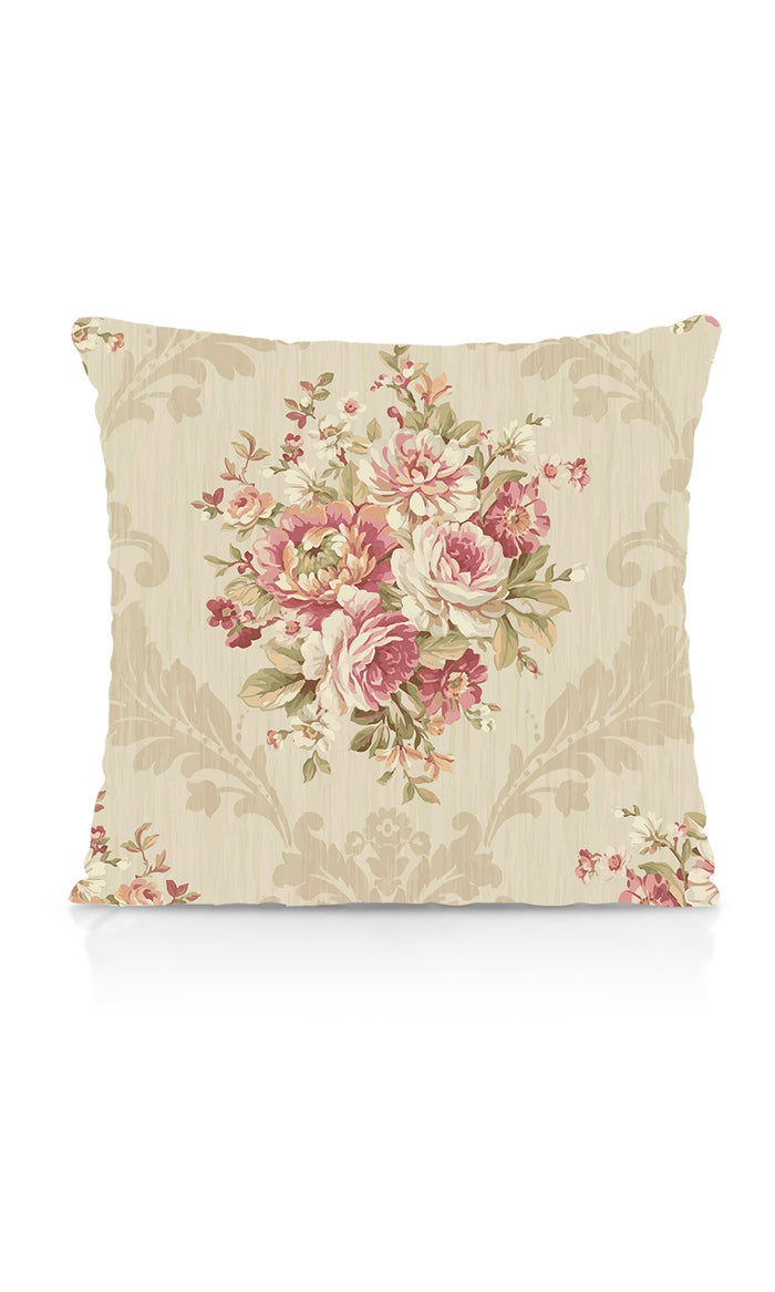 Dimout Floral Fabric Material By the Metre (Pink/ Creamy-Beige)