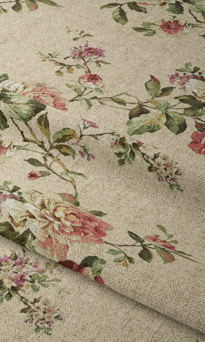 Floral Curtain Panels (Ochre/ Green/ Red) Extra Long Short Wide