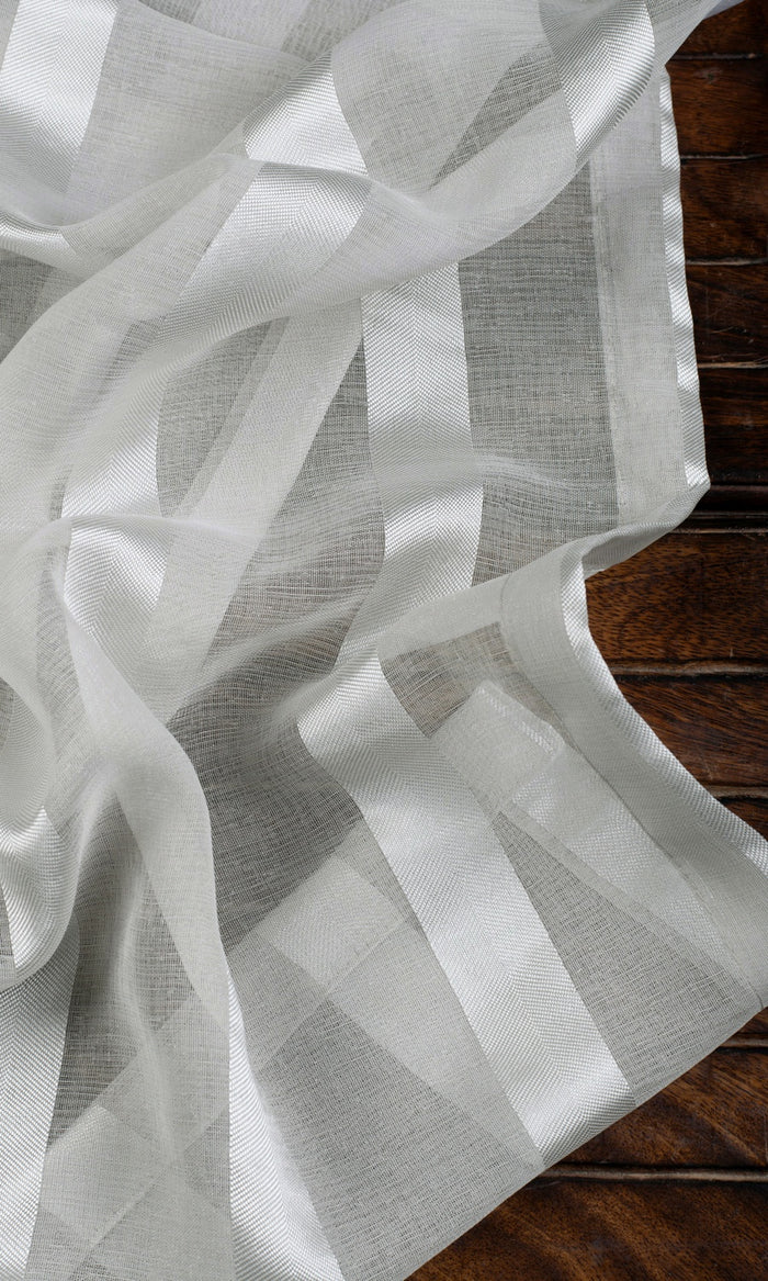 Striped Sheer Window Treatments Fabric By the Metre (Grey)