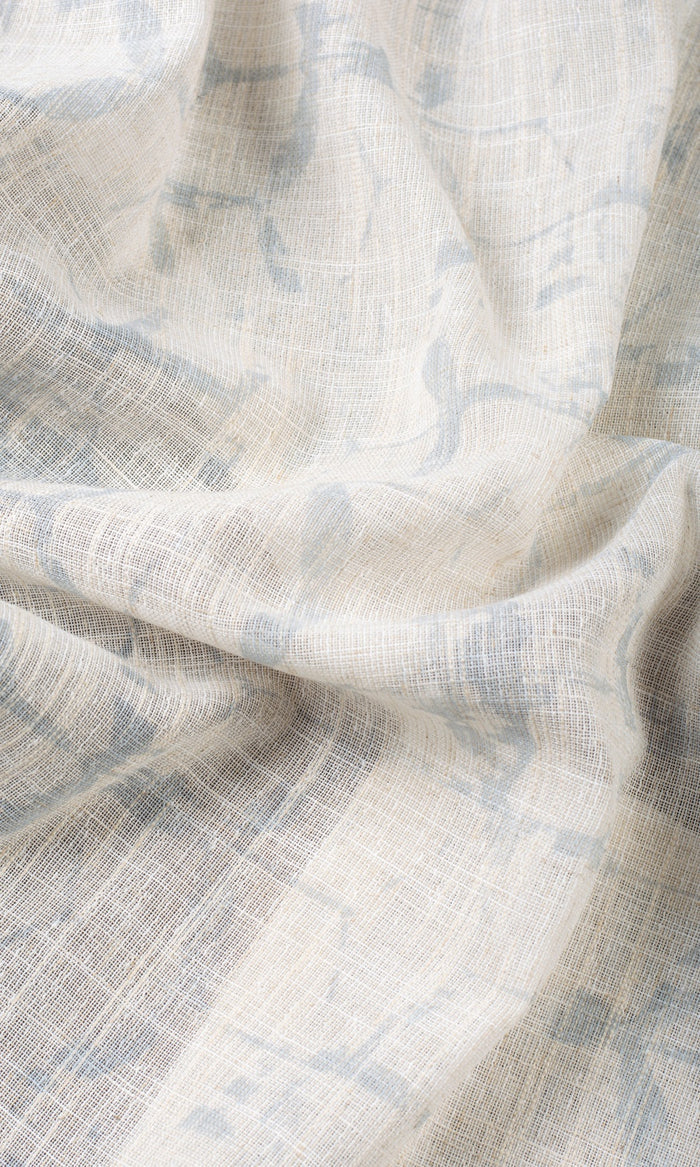 Self-Patterned Sheer Fabric By the Metre for Curtains & Drapes (Cream/ Grey)