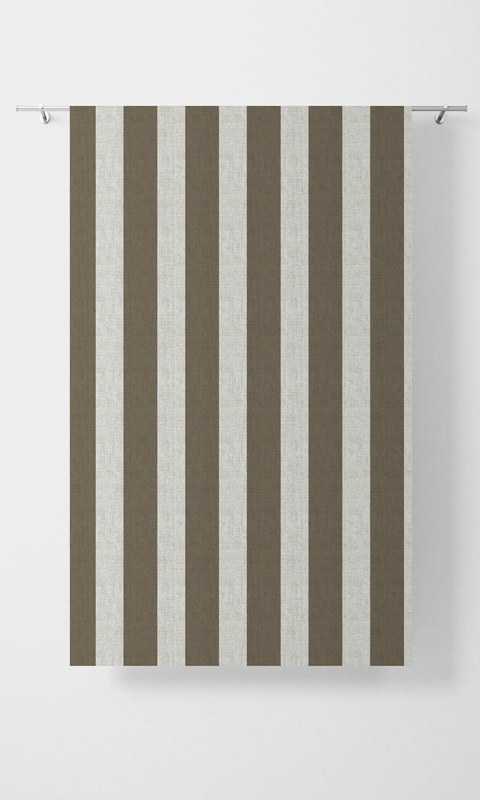 Striped Pinch Pleat, Rod Pocket, Eyelet Curtains (Cedar Brown/ White)
