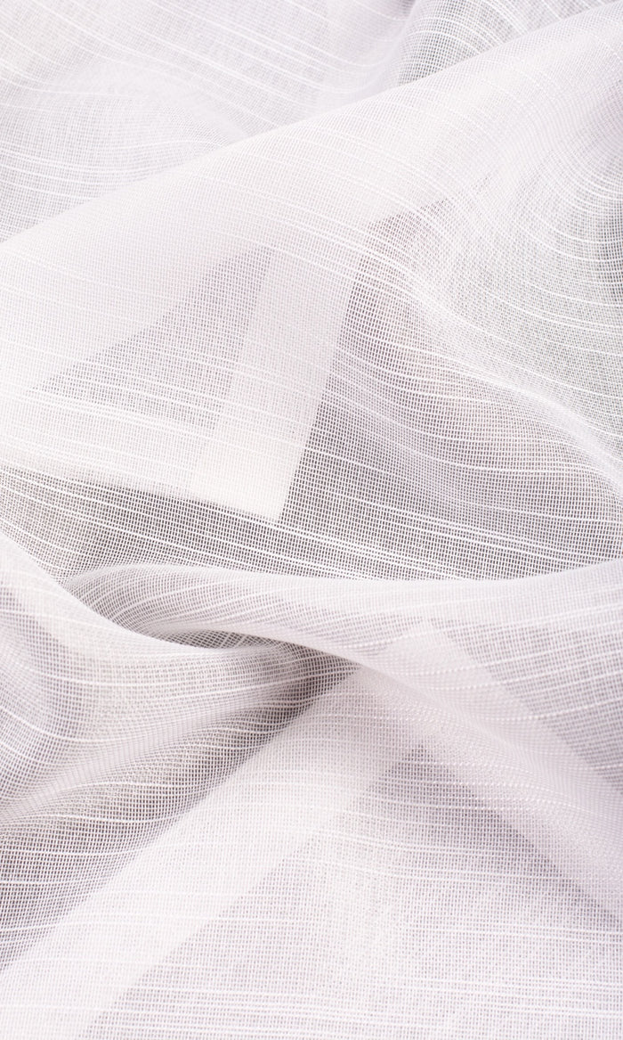 Textured Sheer Home Textile Fabric Material By the Metre (White)