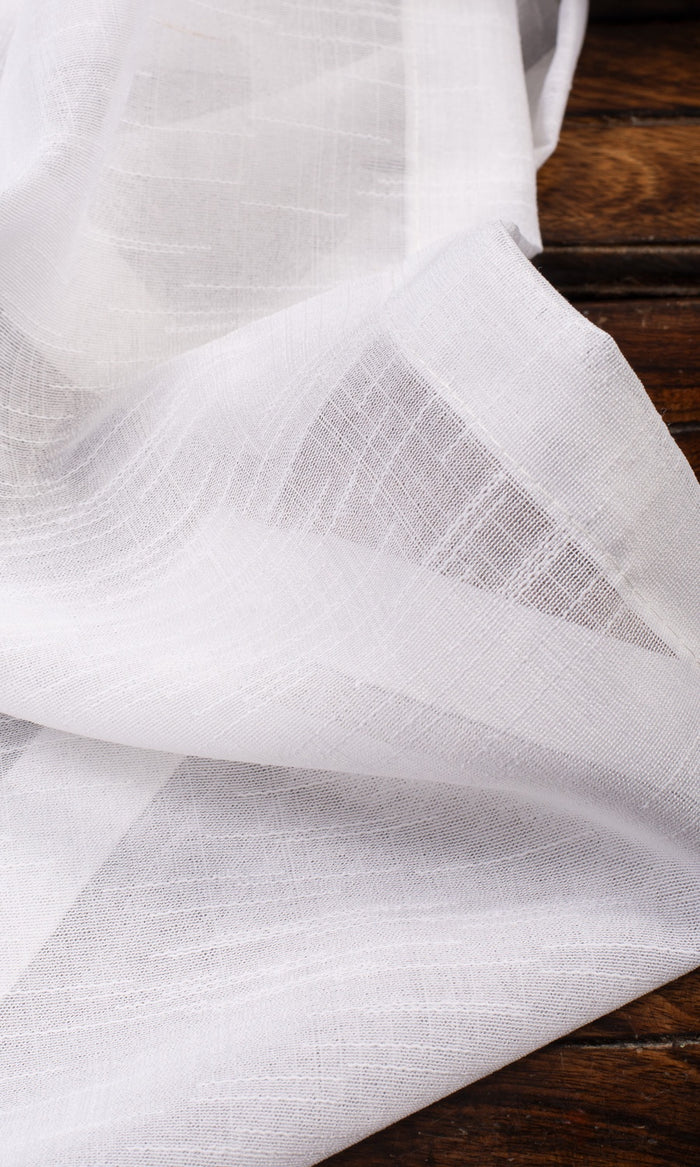 Textured Sheer Fabric Material By the Metre (White)