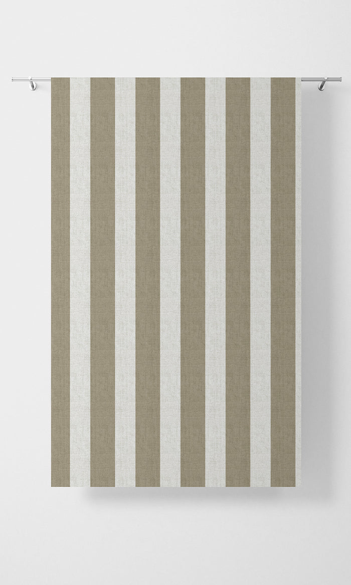 Striped Print Fabric Material By the Metre (Beige/ White)