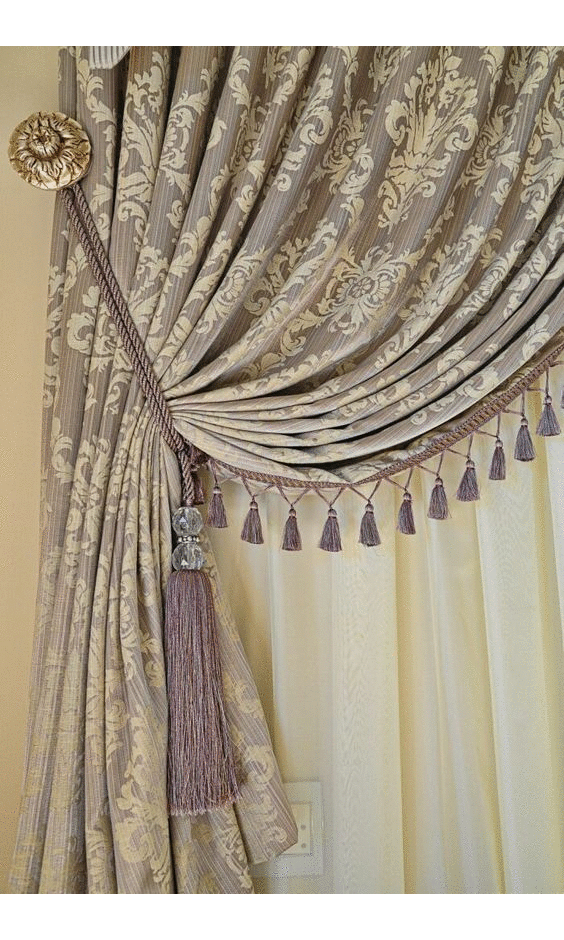 Drapes with trims and tassels