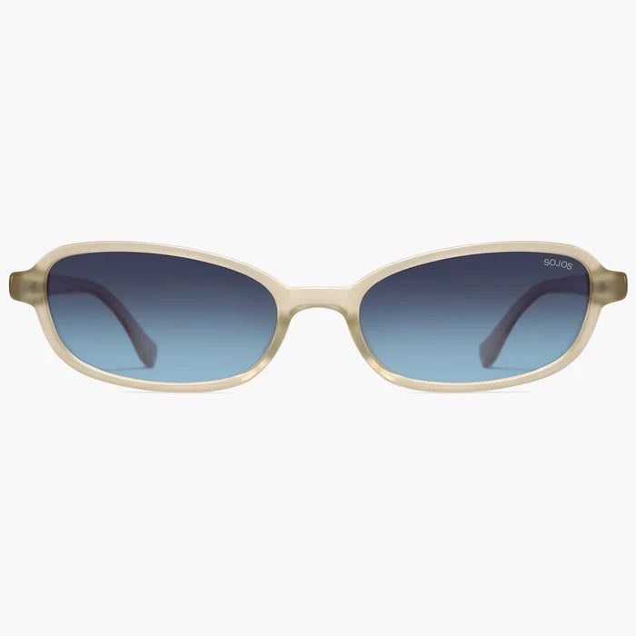 Beige Frame Blue Lens
