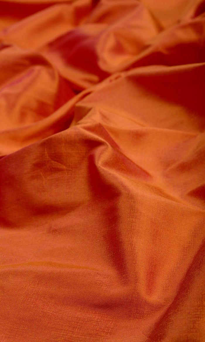 Shantung Silk Window Treatments Fabric By the Metre (Saffron Orange)