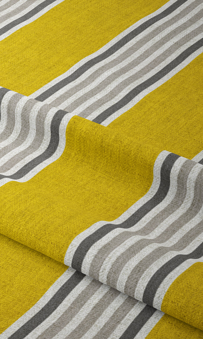 Striped Print Home Textile Fabric Material By the Metre (Sunflower Yellow)