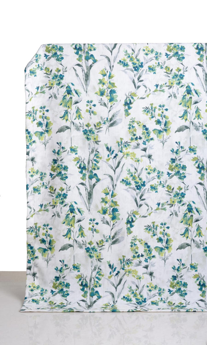 Floral Print Window Treatments Fabric By the Metre (Blue/ Green)