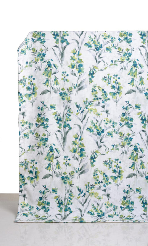 Floral Print Window Treatments Fabric By the Metre (Blue/ Green)