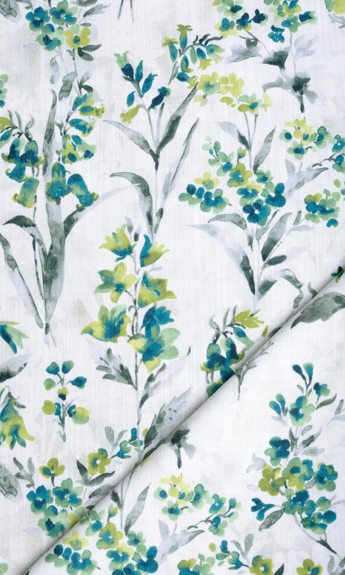 Floral Print Home Textile Fabric Material By the Metre (Blue/ Green)