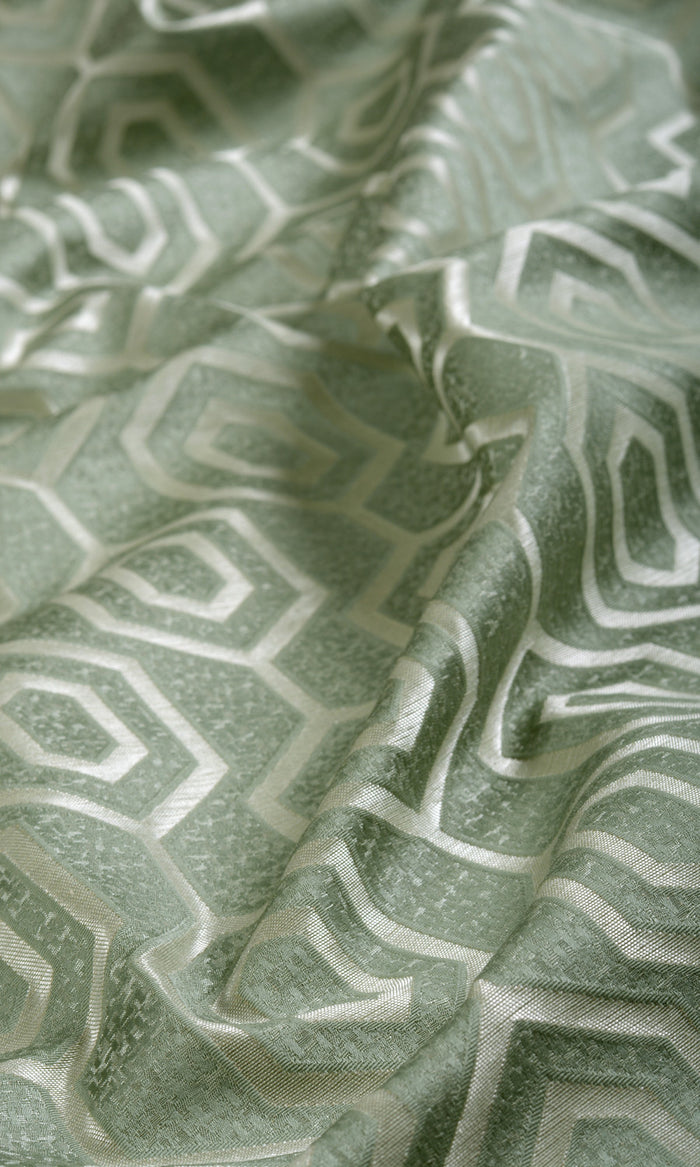 Honeycomb Patterned  Made-to-Measure Curtains (Sage Green)