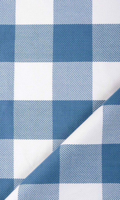 Buffalo Check Drapes for Living, Bedroom, Kitchen, Bathroom (Indigo Blue/ White)