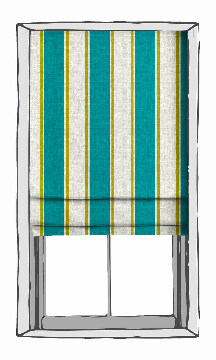 Striped Print Window Treatments Fabric By the Metre (Pacific Blue)